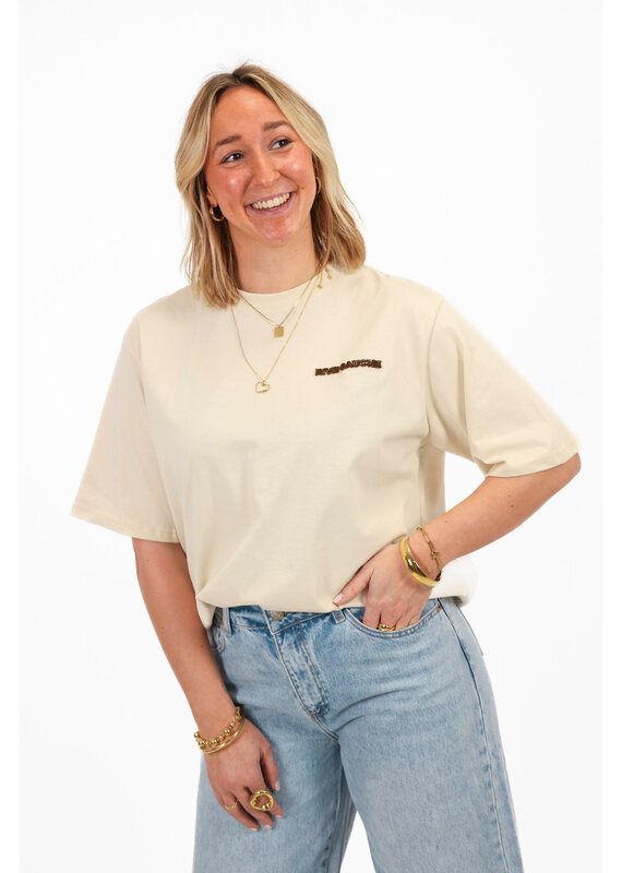 21Jewelz Oversized t-shirt met tekst - ecru