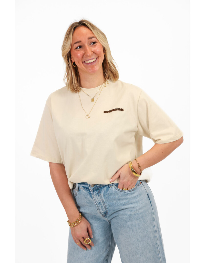 21Jewelz Oversized t-shirt met tekst - ecru