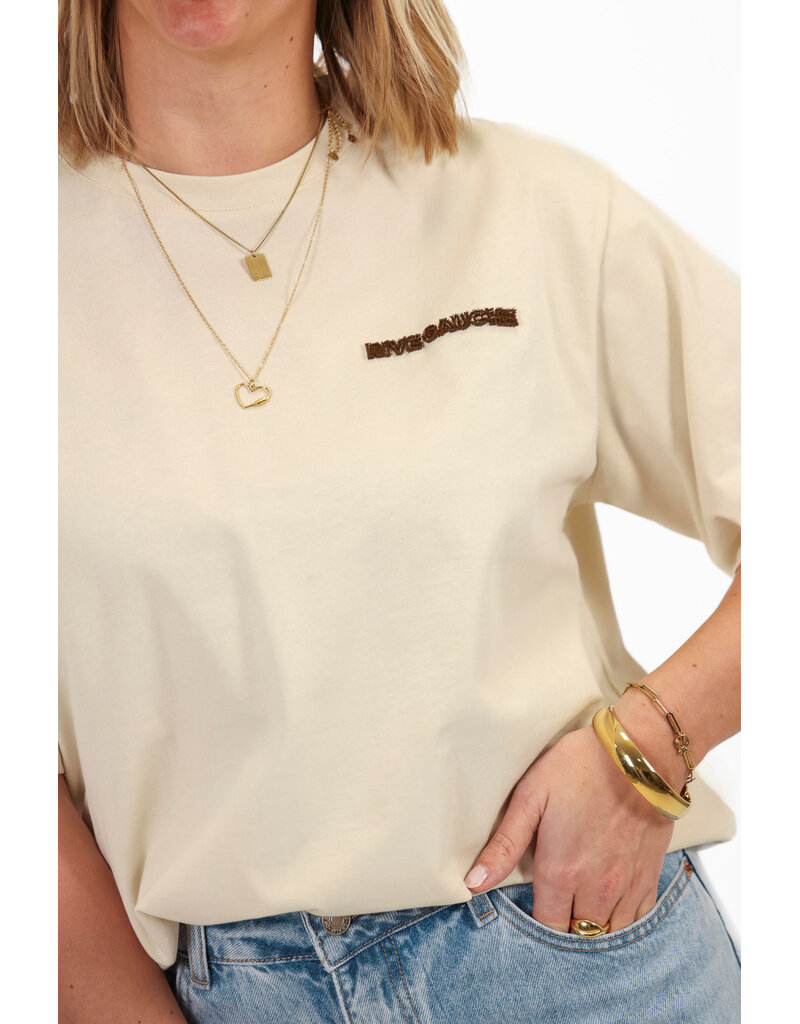 21Jewelz Oversized t-shirt met tekst - ecru