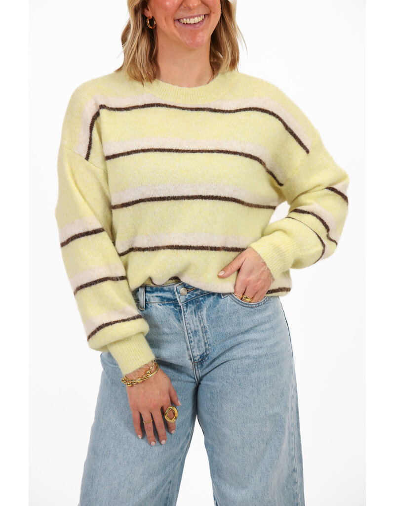 21Jewelz Wollige trui met strepen - lichtgeel