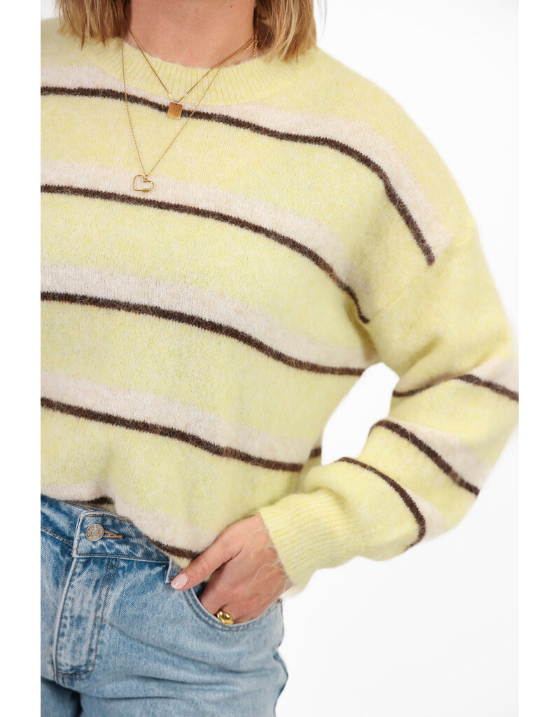 21Jewelz Wollige trui met strepen - lichtgeel
