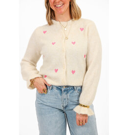 21Jewelz Ecru vestje met roze hartjes & ruffles