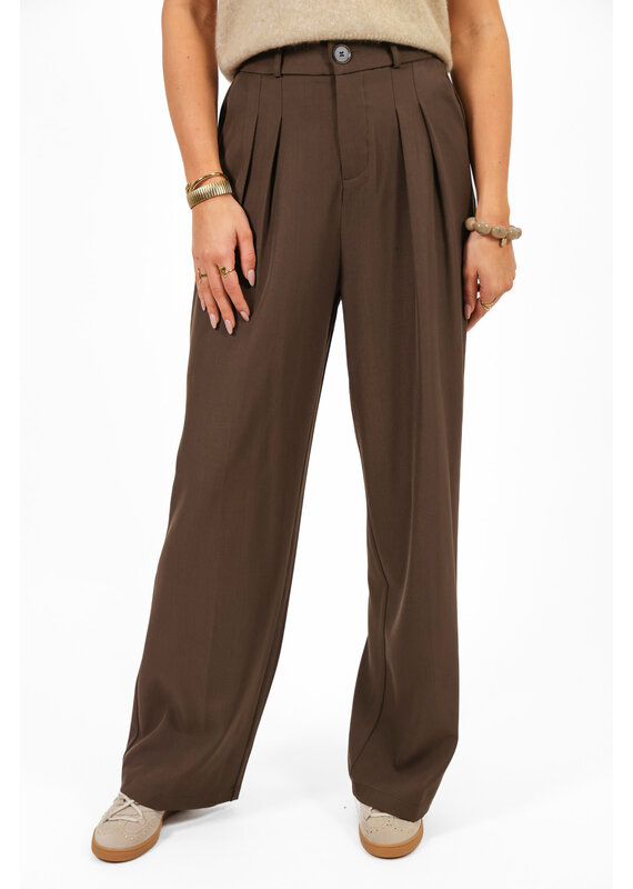 21Jewelz Pantalon met plooien extra long -  donker taupe
