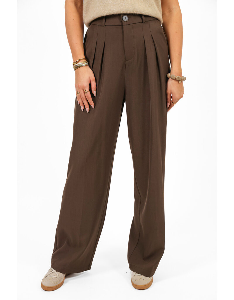 21Jewelz Pantalon met plooien extra long - donker taupe