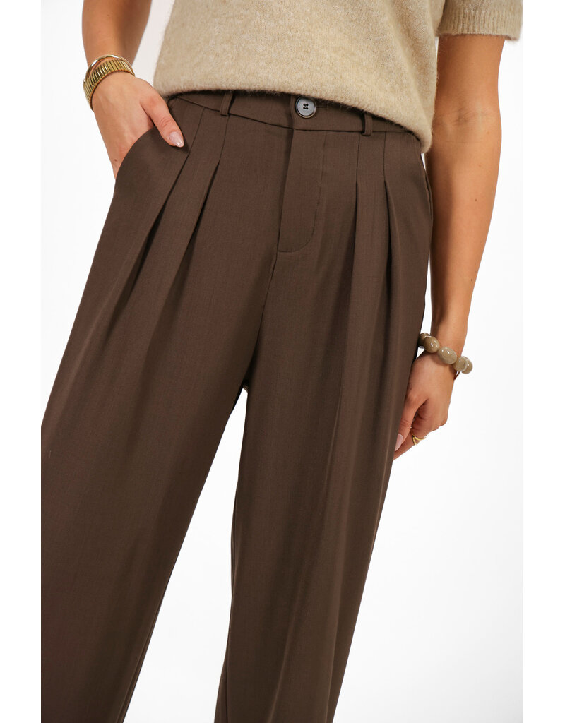 21Jewelz Pantalon met plooien extra long - donker taupe