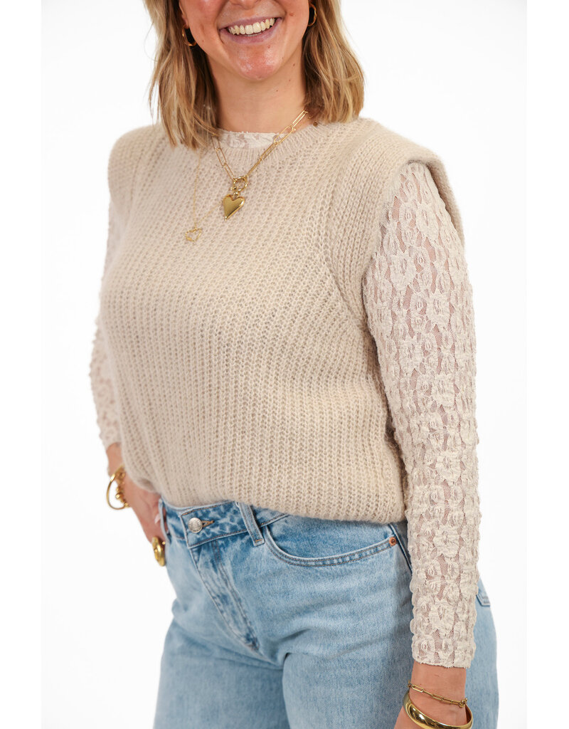 21Jewelz Gebreide mouwloze top - beige