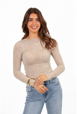 21Jewelz Cashmere top met ronde hals - licht taupe