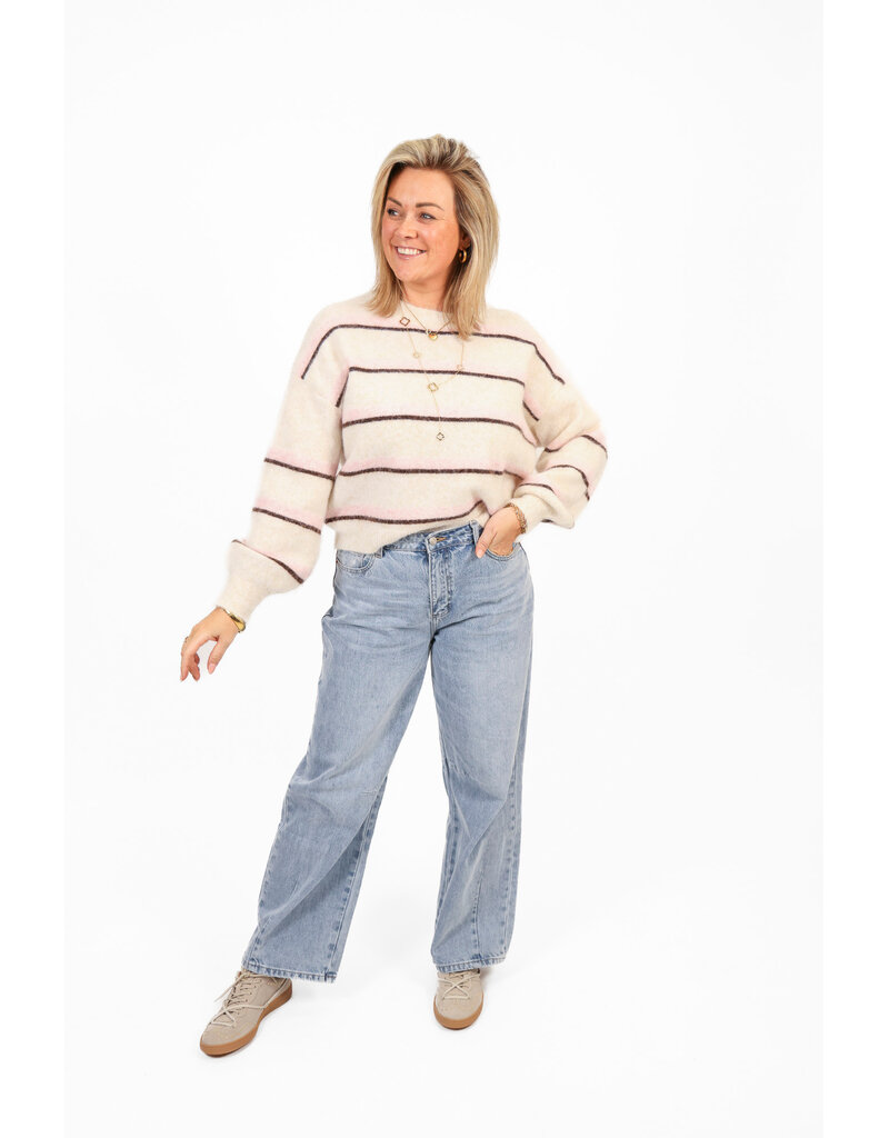 21Jewelz Wollige trui met strepen - ecru