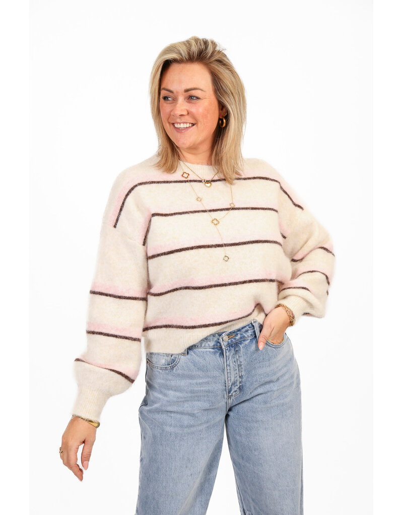 21Jewelz Wollige trui met strepen - ecru