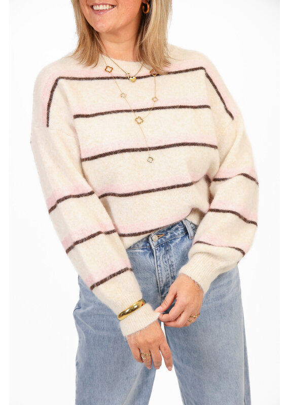 21Jewelz Wollige trui met strepen - ecru
