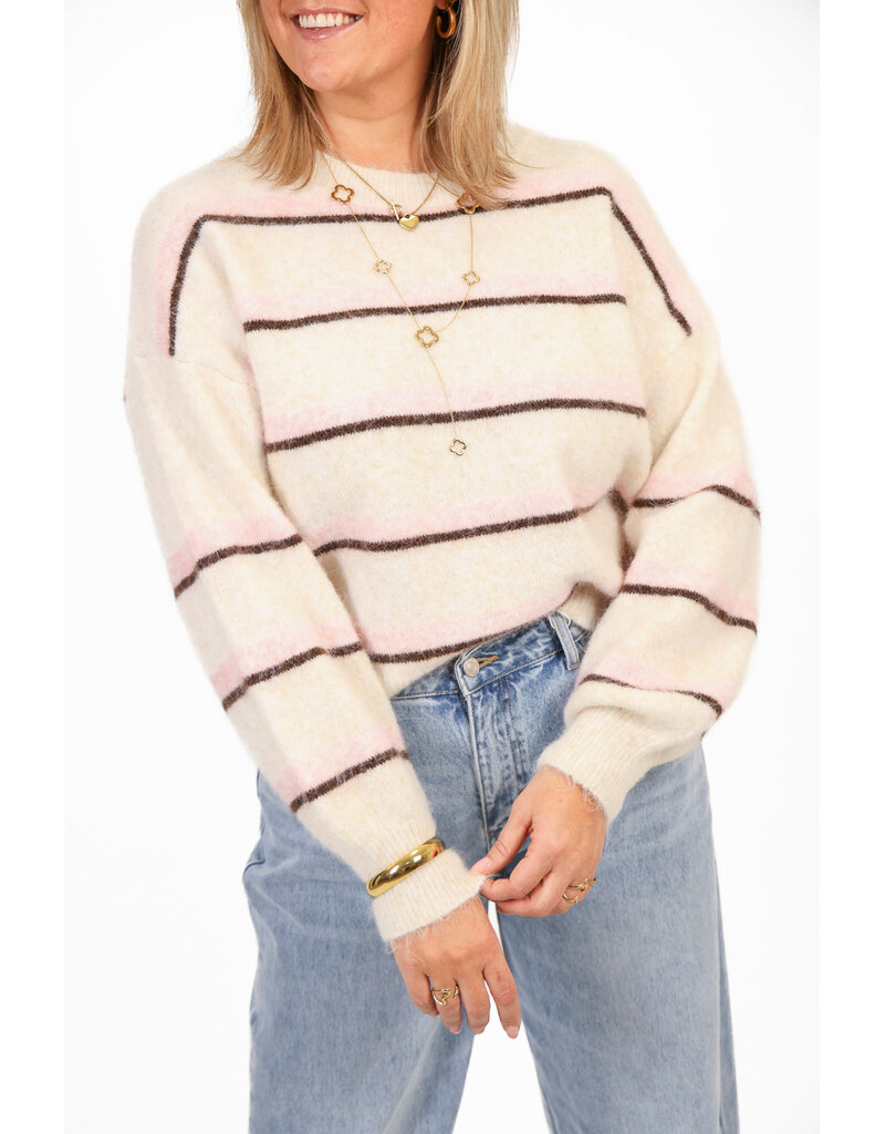21Jewelz Wollige trui met strepen - ecru