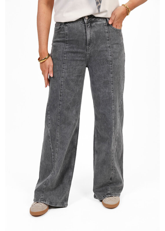 21Jewelz Grijze wide leg jeans met naden