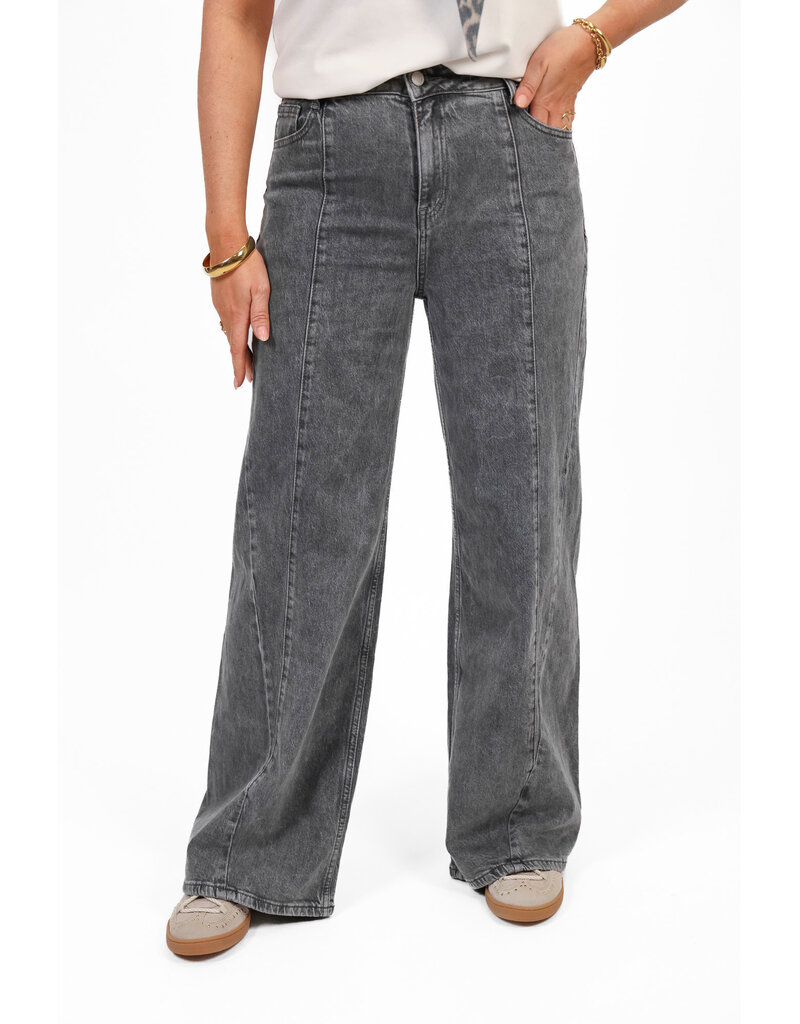 21Jewelz Grijze wide leg jeans met naden