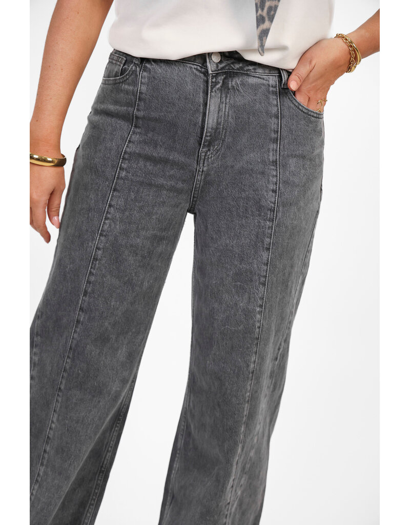 21Jewelz Grijze wide leg jeans met naden