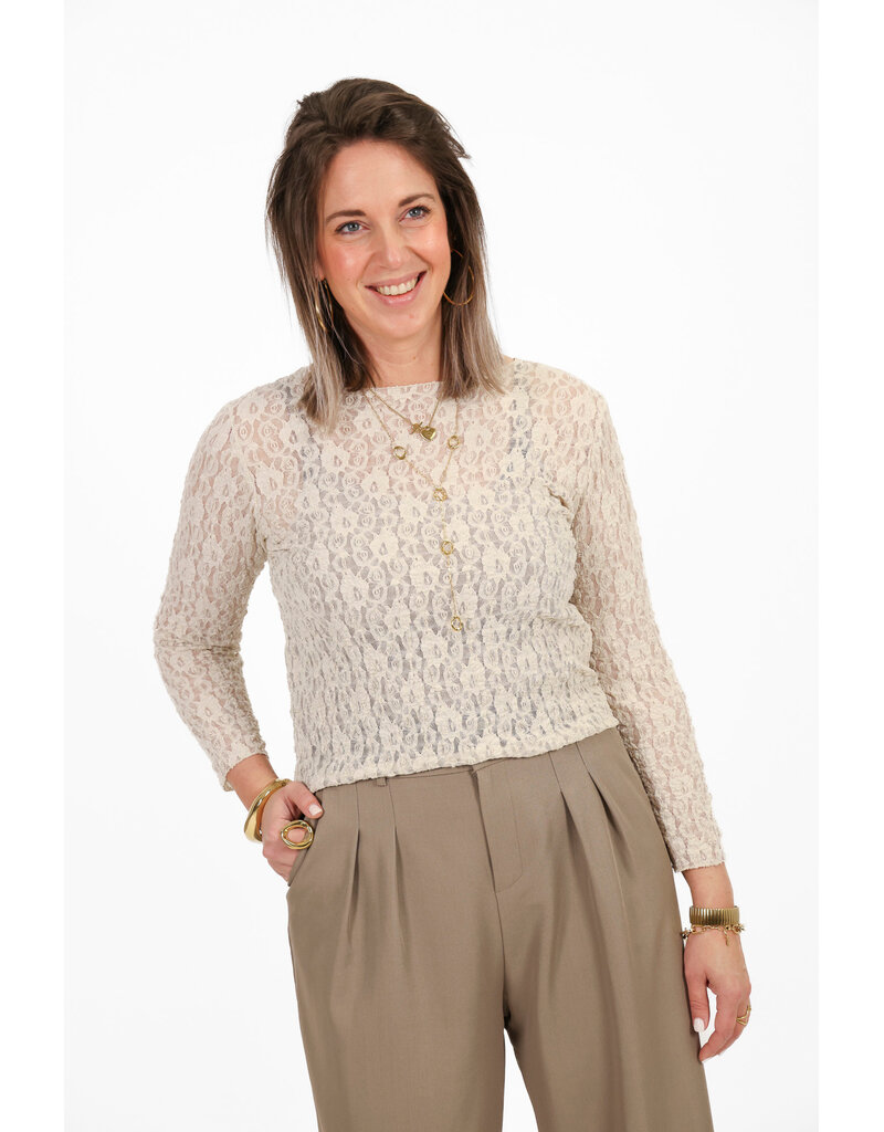 21Jewelz PRE ORDER Kanten top met boothals - ecru