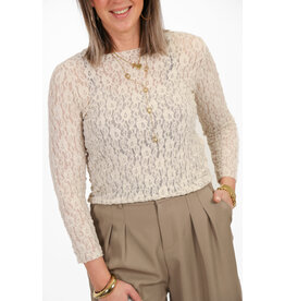 21Jewelz Kanten top met boothals - ecru