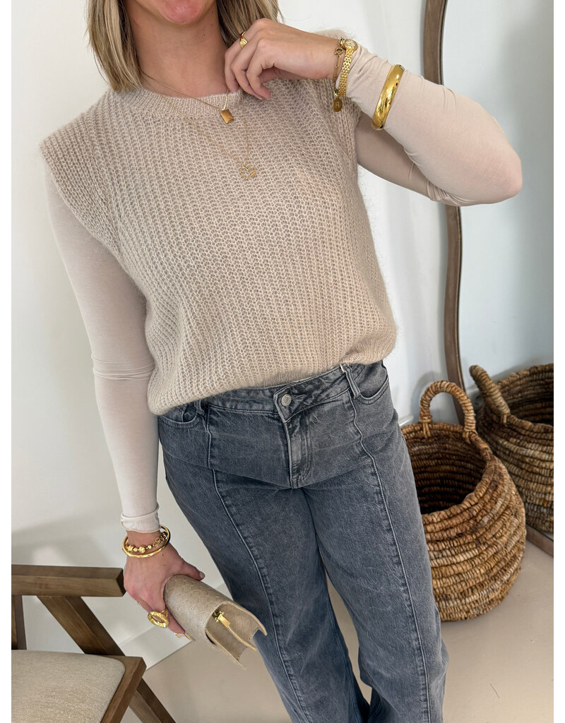 21Jewelz Gebreide mouwloze top - beige
