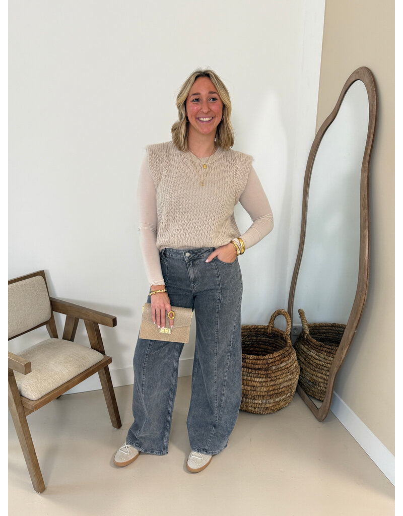 21Jewelz Gebreide mouwloze top - beige