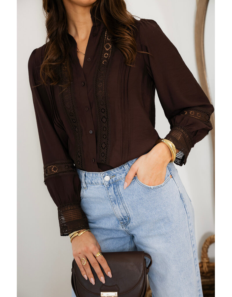 21Jewelz Kanten blouse - bruin