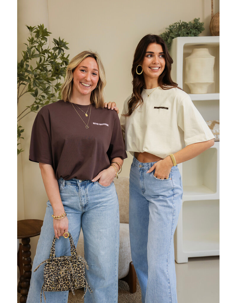 21Jewelz Oversized t-shirt met tekst - ecru