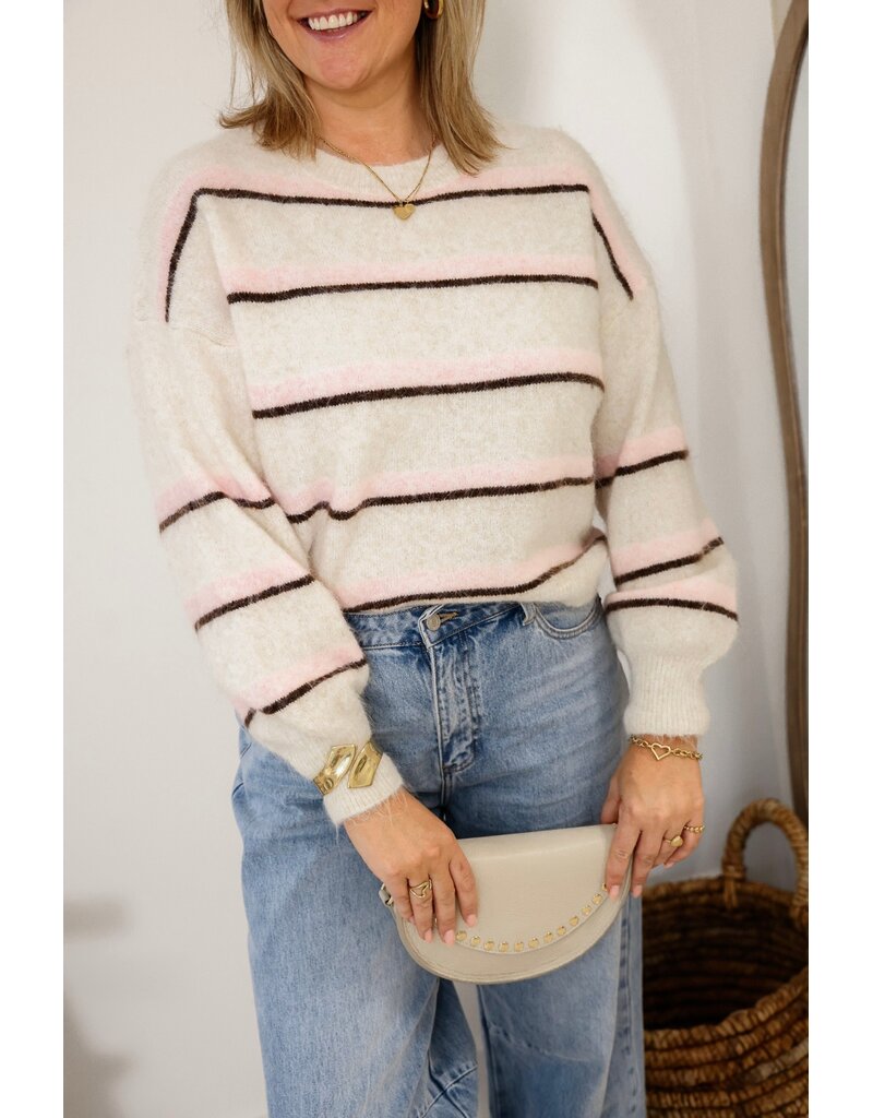 21Jewelz Wollige trui met strepen - ecru
