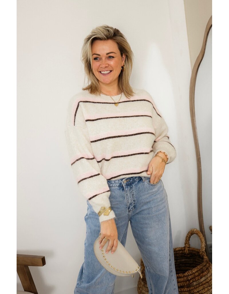 21Jewelz Wollige trui met strepen - ecru