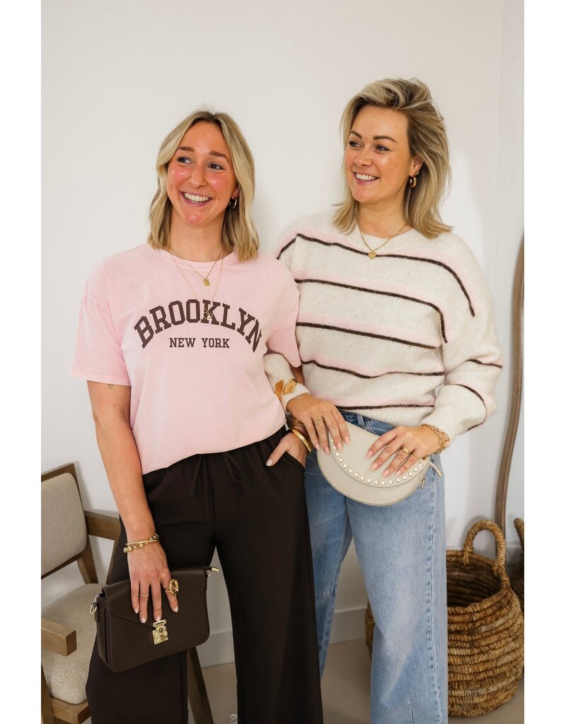 21Jewelz Wollige trui met strepen - ecru