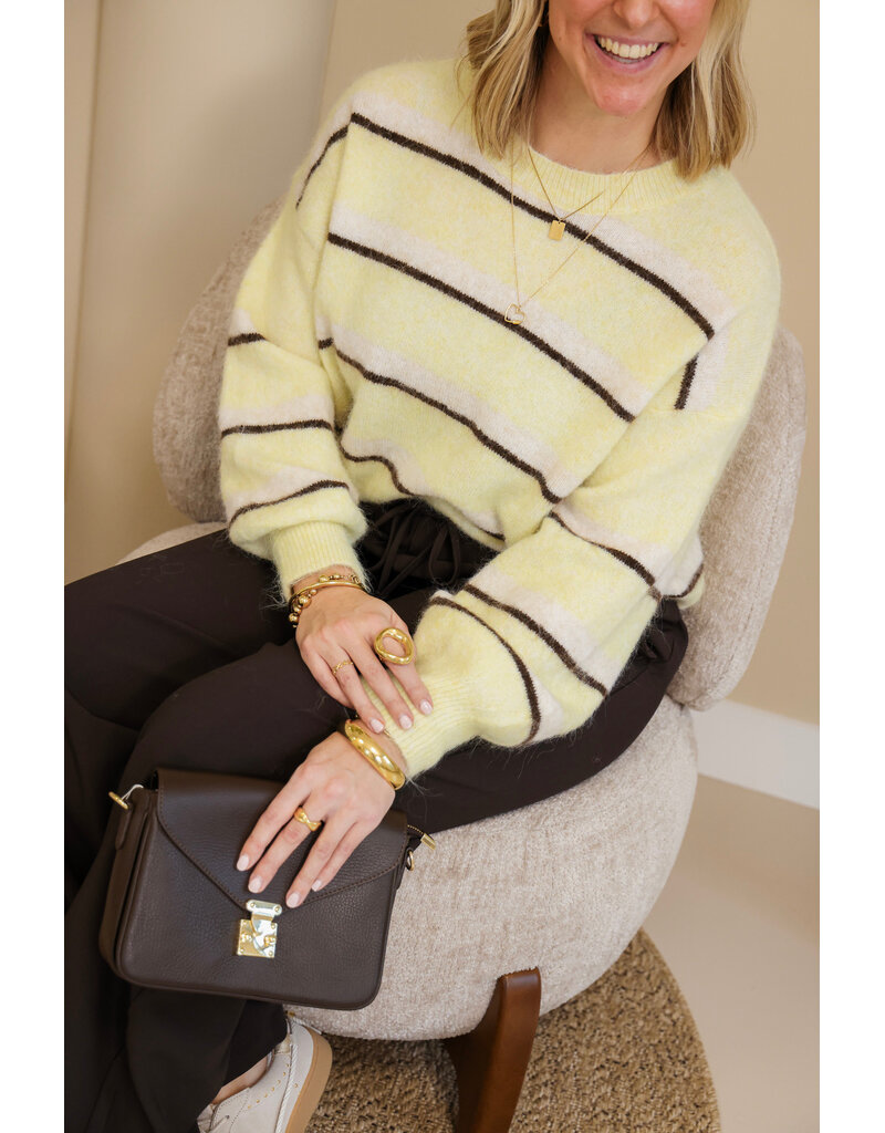 21Jewelz Wollige trui met strepen - lichtgeel