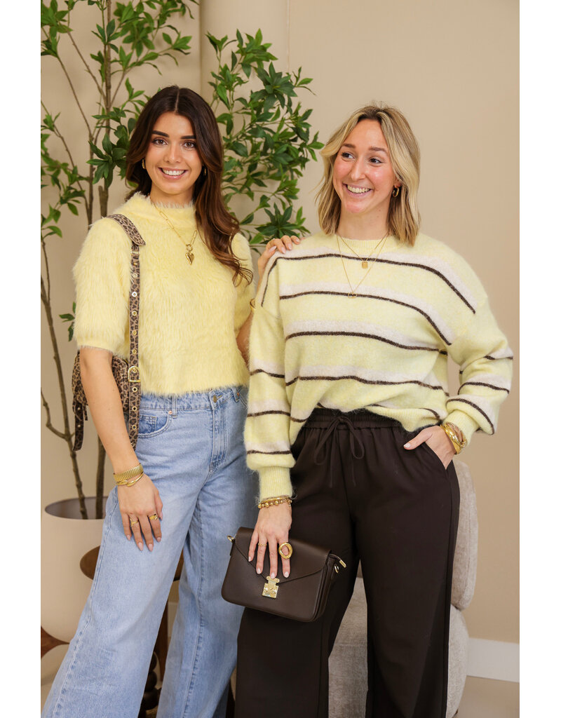 21Jewelz Wollige trui met strepen - lichtgeel