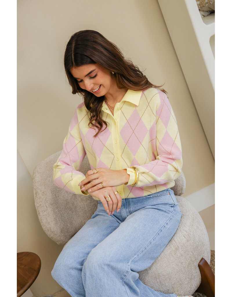 21Jewelz Geruit vestje - geel/roze