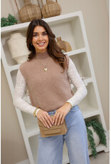 21Jewelz Wollige spencer met hoge hals - donker beige