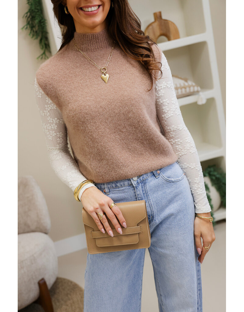 21Jewelz Wollige spencer met hoge hals - donker beige
