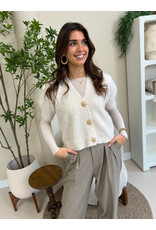 21Jewelz Cashmere top met ronde hals - ecru