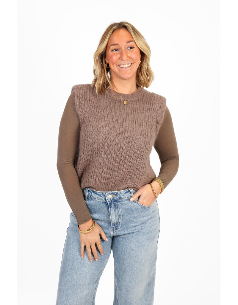 21Jewelz Gebreide mouwloze top - taupe