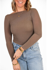 21Jewelz Cashmere top met ronde hals - taupe