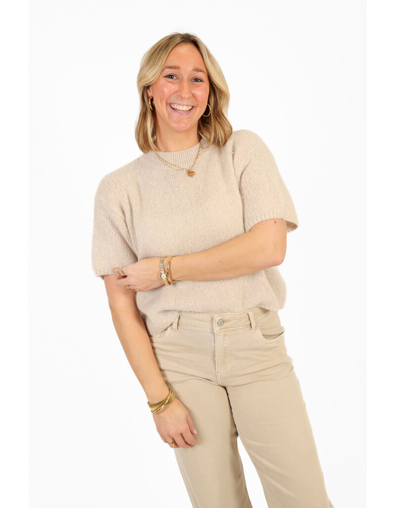 21Jewelz Wollige trui met korte mouw - beige
