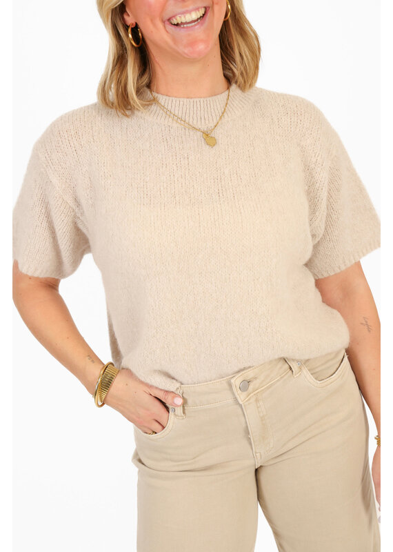 21Jewelz Wollige trui met korte mouw - beige