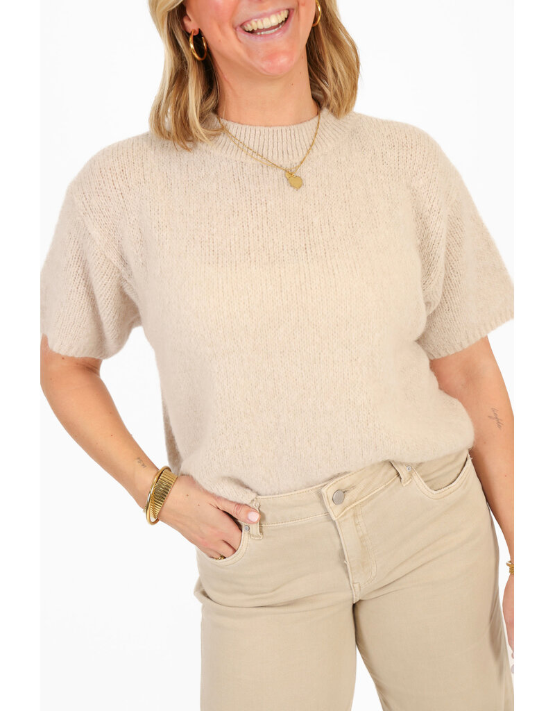 21Jewelz Wollige trui met korte mouw - beige