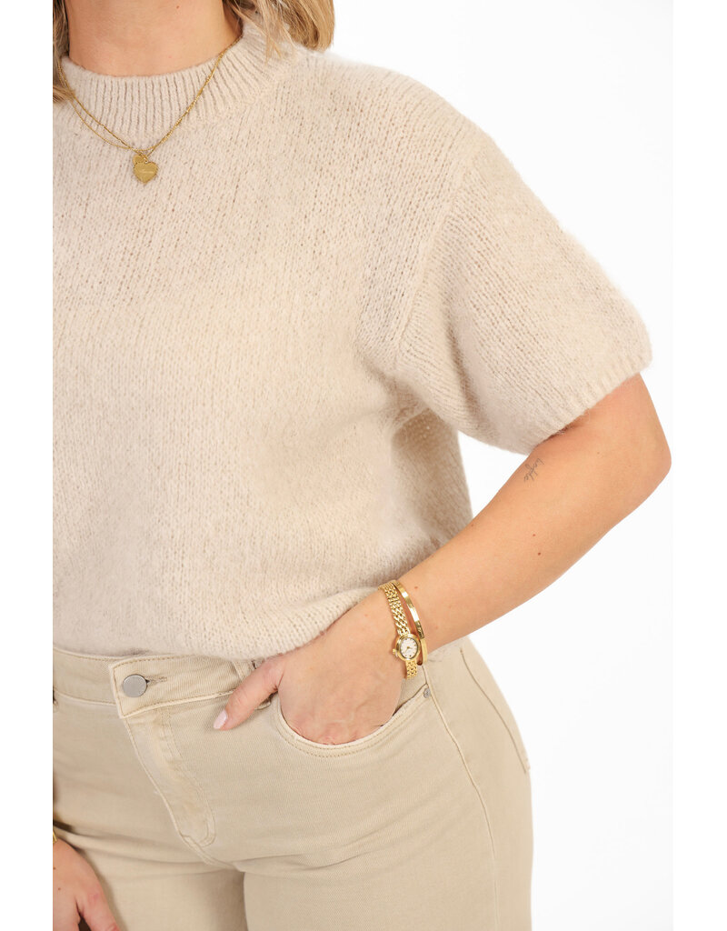 21Jewelz Wollige trui met korte mouw - beige