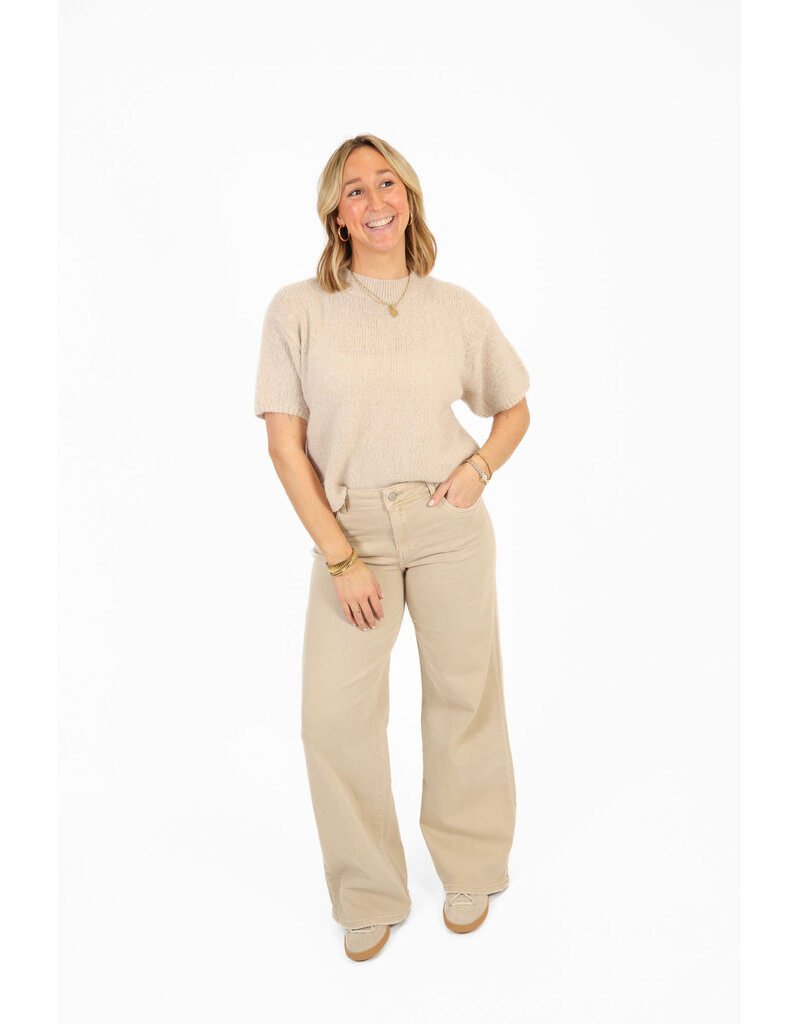 21Jewelz Basic stretch wide leg jeans - beige