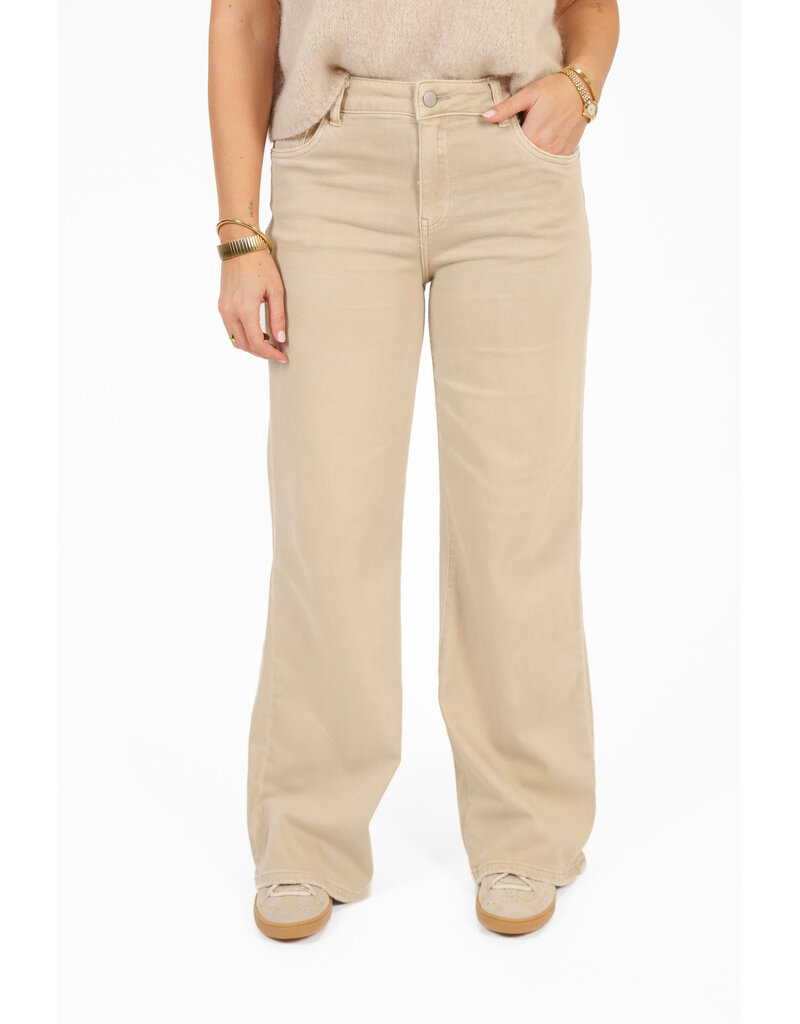 21Jewelz Basic stretch wide leg jeans - beige