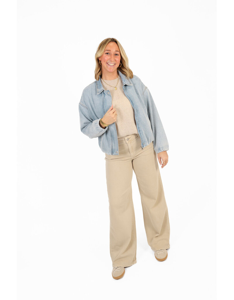 21Jewelz Basic stretch wide leg jeans - beige