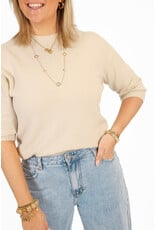 21Jewelz Fijn gebreid truitje met korte mouw - licht beige