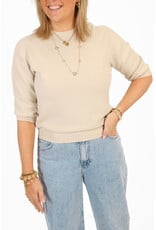 21Jewelz Fijn gebreid truitje met korte mouw - licht beige