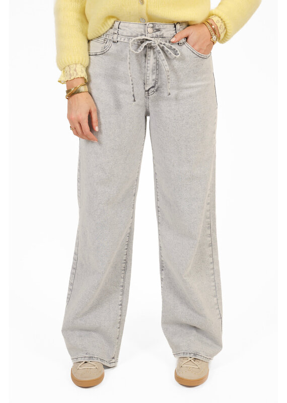 21Jewelz Wide leg jeans met strik detail - grijs