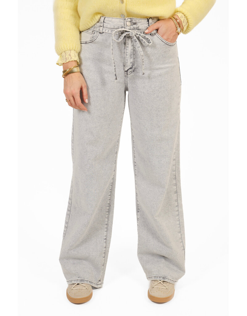 21Jewelz Wide leg jeans met strik detail - grijs
