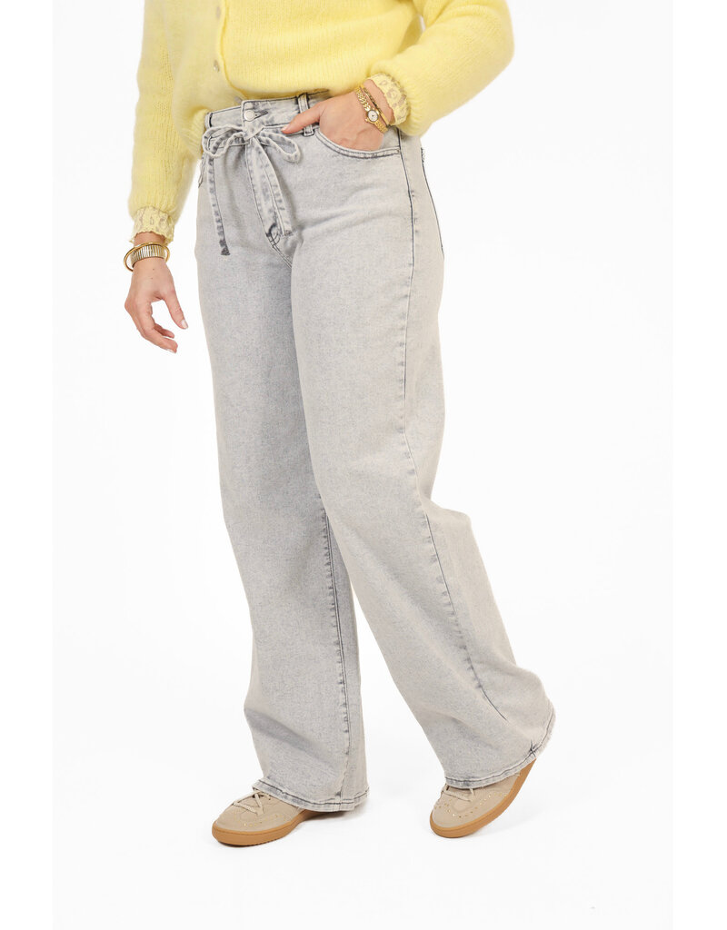 21Jewelz Wide leg jeans met strik detail - grijs