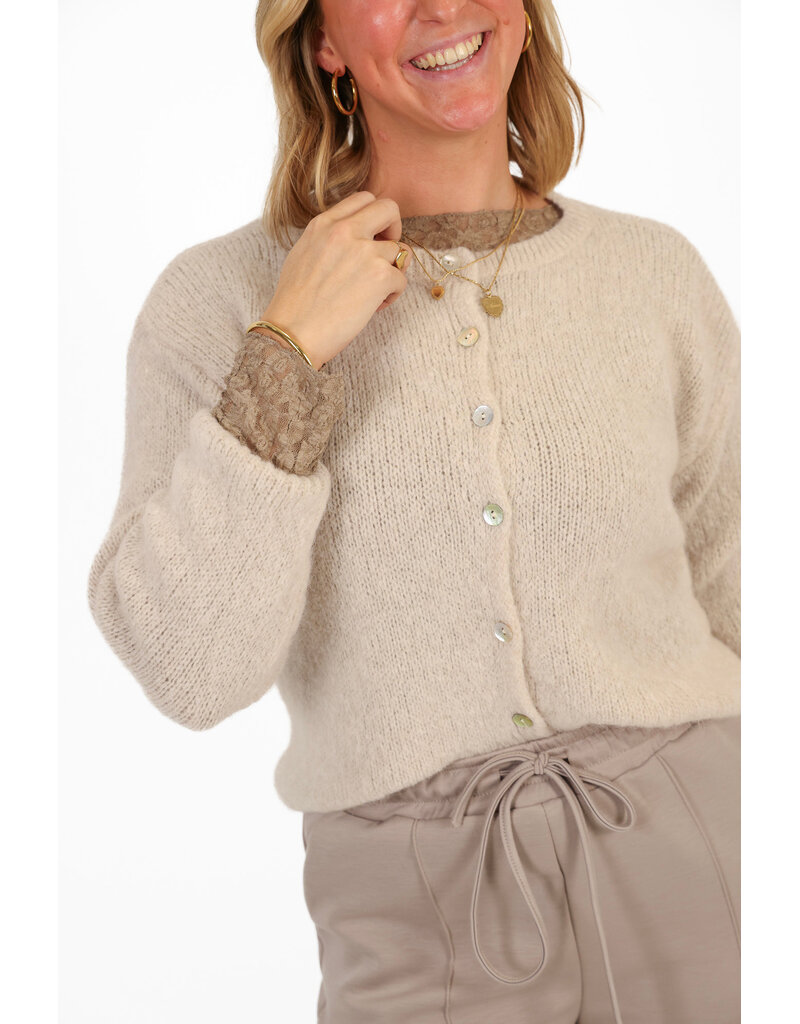 21Jewelz Wollig vestje met knopen - beige