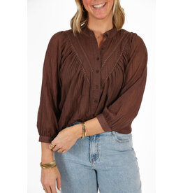 21Jewelz Losvallende blouse met kanten detail - bruin