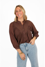 21Jewelz Losvallende blouse met kanten detail - bruin